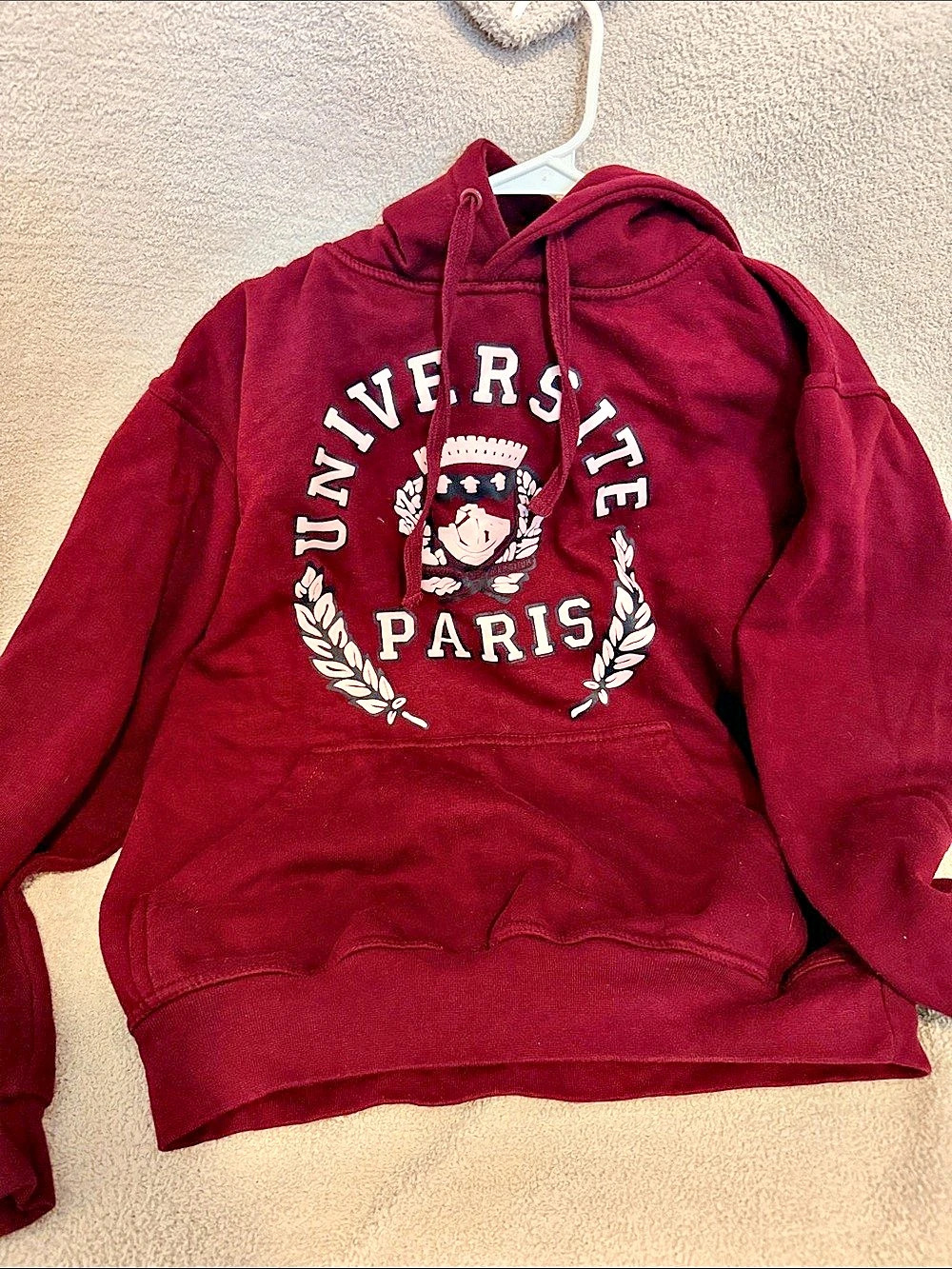 University of Paris Burgundy Purple Graphic Pullover Hoodie